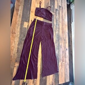 NWT Free People Dark Purple Lounge Set with Pants and Top
